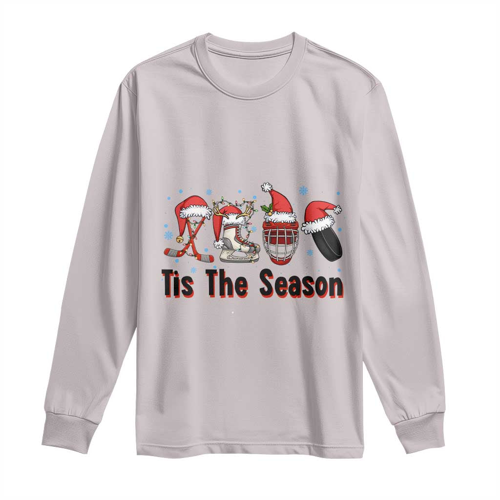 Funny Ice Hockey Christmas Gift Long Sleeve Shirt Tis The Season TS12 Ice Gray Print Your Wear