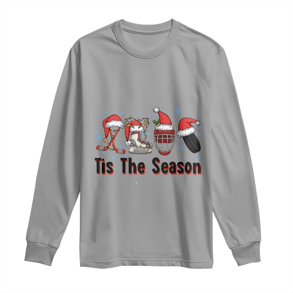Funny Ice Hockey Christmas Gift Long Sleeve Shirt Tis The Season TS12 Sport Gray Print Your Wear