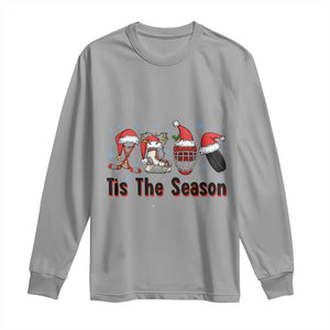 Funny Ice Hockey Christmas Gift Long Sleeve Shirt Tis The Season TS12 Sport Gray Print Your Wear