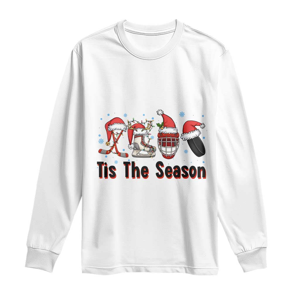Funny Ice Hockey Christmas Gift Long Sleeve Shirt Tis The Season TS12 White Print Your Wear