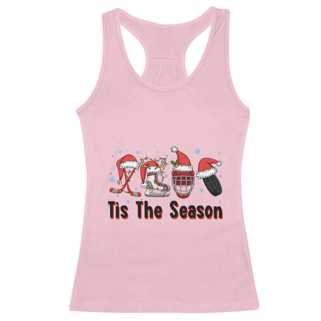Funny Ice Hockey Christmas Gift Racerback Tank Top Tis The Season TS12 Light Pink Print Your Wear
