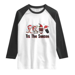 Funny Ice Hockey Christmas Gift Raglan Shirt Tis The Season TS12 White Black Print Your Wear