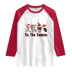 Funny Ice Hockey Christmas Gift Raglan Shirt Tis The Season TS12 White Red Print Your Wear