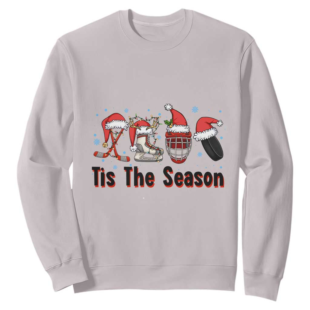 Funny Ice Hockey Christmas Gift Sweatshirt Tis The Season TS12 Ice Gray Print Your Wear