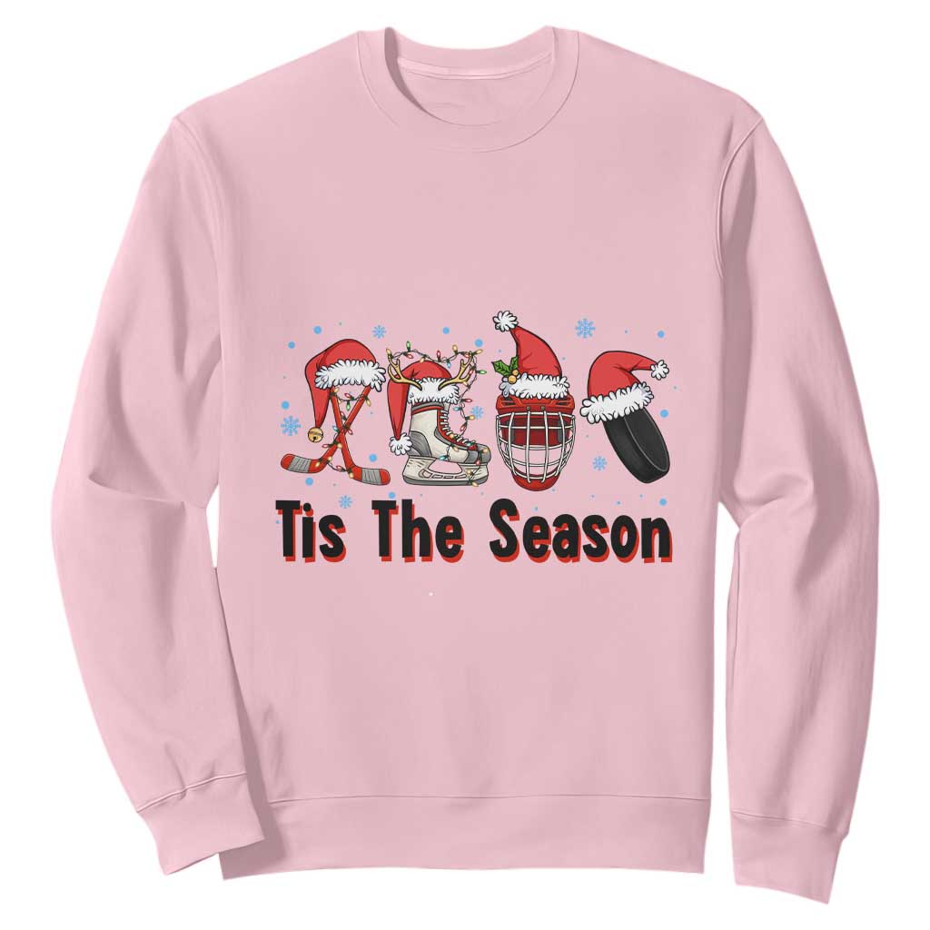 Funny Ice Hockey Christmas Gift Sweatshirt Tis The Season TS12 Light Pink Print Your Wear