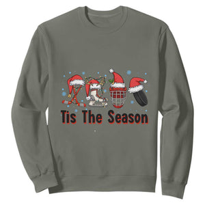 Funny Ice Hockey Christmas Gift Sweatshirt Tis The Season TS12 Military Green Print Your Wear