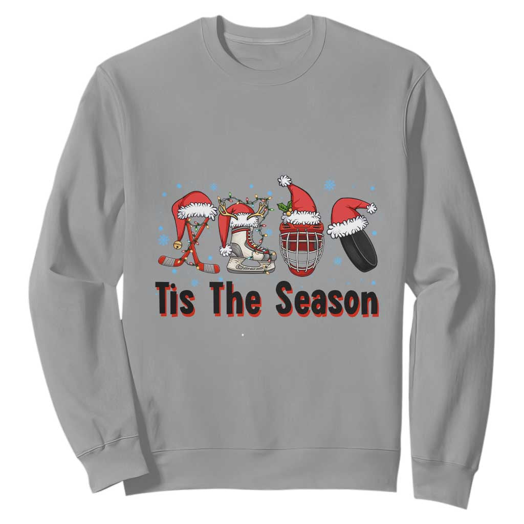 Funny Ice Hockey Christmas Gift Sweatshirt Tis The Season TS12 Sport Gray Print Your Wear