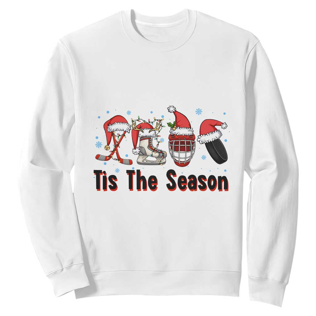 Funny Ice Hockey Christmas Gift Sweatshirt Tis The Season TS12 White Print Your Wear