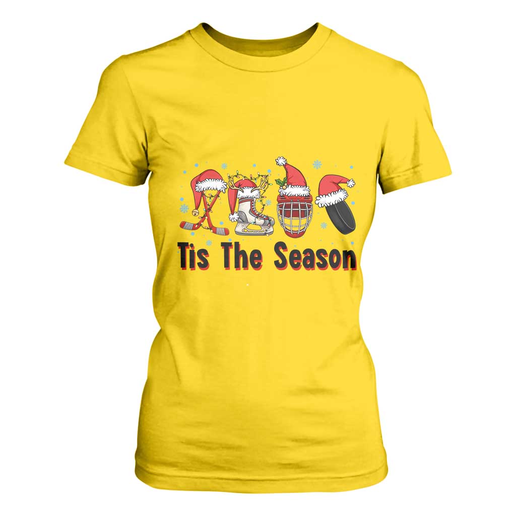 Funny Ice Hockey Christmas Gift T Shirt For Women Tis The Season TS12 Daisy Print Your Wear