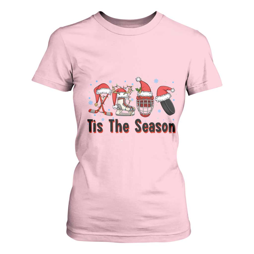 Funny Ice Hockey Christmas Gift T Shirt For Women Tis The Season TS12 Light Pink Print Your Wear