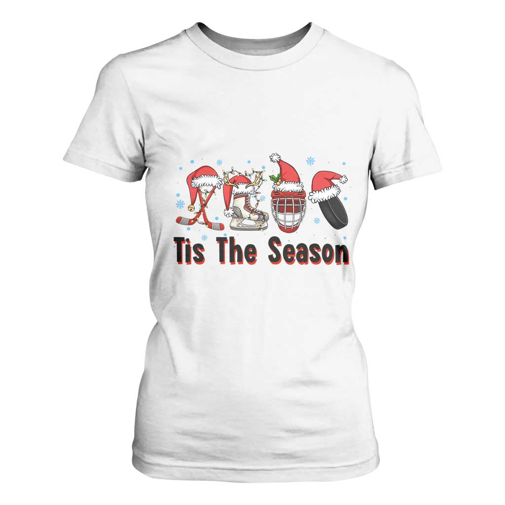Funny Ice Hockey Christmas Gift T Shirt For Women Tis The Season TS12 White Print Your Wear