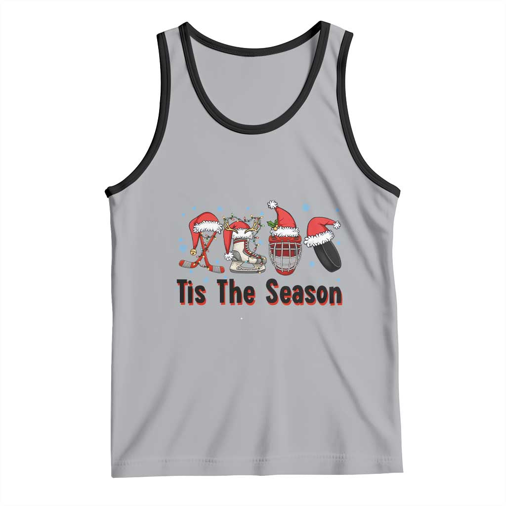 Funny Ice Hockey Christmas Gift Tank Top Tis The Season TS12 Athletic Heather Black Print Your Wear