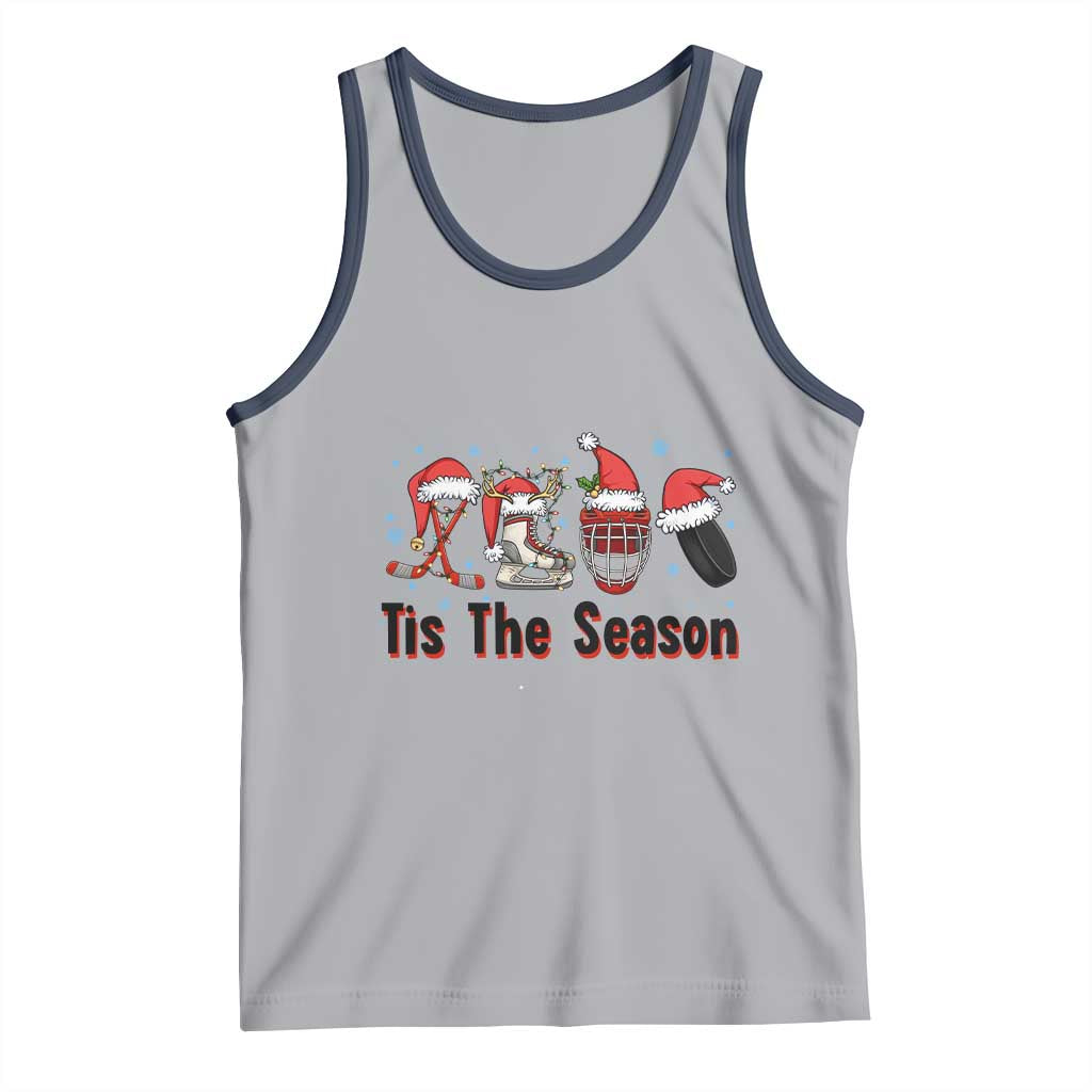 Funny Ice Hockey Christmas Gift Tank Top Tis The Season TS12 Athletic Heather Navy Print Your Wear
