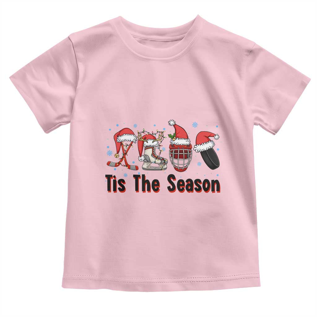 Funny Ice Hockey Christmas Gift Toddler T Shirt Tis The Season TS12 Light Pink Print Your Wear