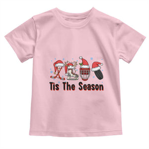 Funny Ice Hockey Christmas Gift Toddler T Shirt Tis The Season TS12 Light Pink Print Your Wear