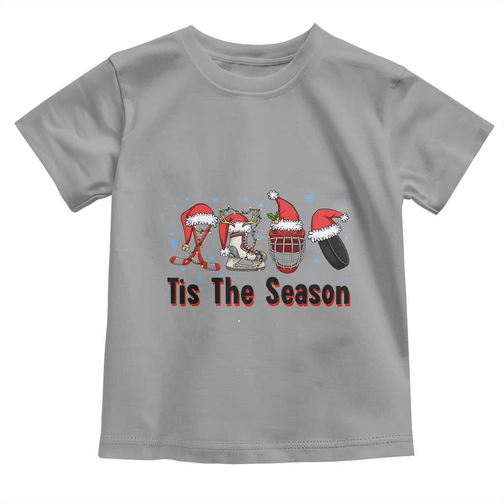 Funny Ice Hockey Christmas Gift Toddler T Shirt Tis The Season TS12 Sport Gray Print Your Wear