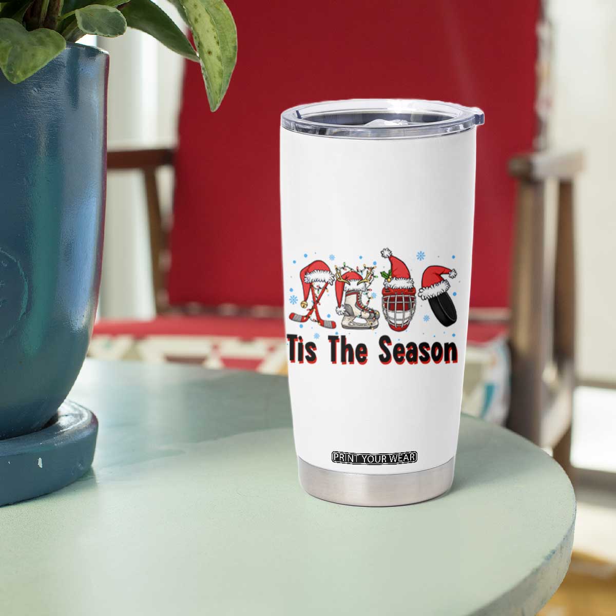 Funny Ice Hockey Christmas Gift Tumbler Cup Tis The Season TS12 Print Your Wear