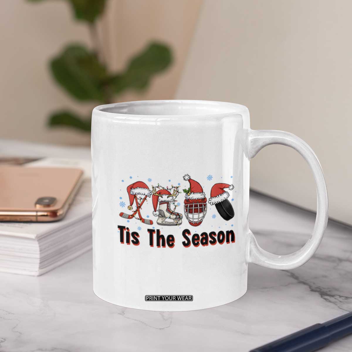 Funny Ice Hockey Christmas Gift Coffee Mug Tis The Season TS12 Print Your Wear