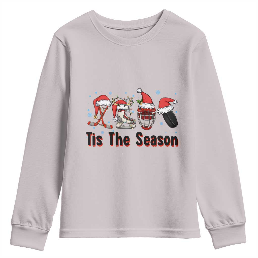 Funny Ice Hockey Christmas Gift Youth Sweatshirt Tis The Season TS12 Ice Gray Print Your Wear