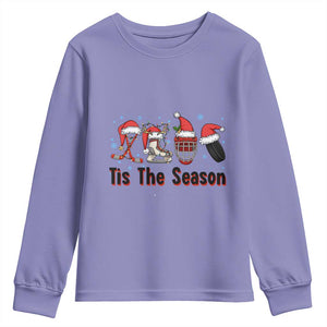 Funny Ice Hockey Christmas Gift Youth Sweatshirt Tis The Season TS12 Violet Print Your Wear