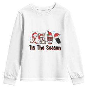 Funny Ice Hockey Christmas Gift Youth Sweatshirt Tis The Season TS12 White Print Your Wear