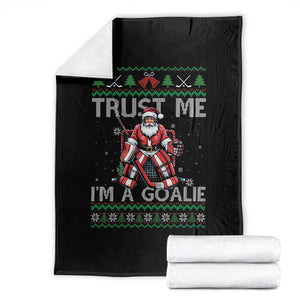 Trust Me Im A Goalie Throw Blanket Santa Hockey Goalie Ugly Sweater Gift TS12 Black Print Your Wear