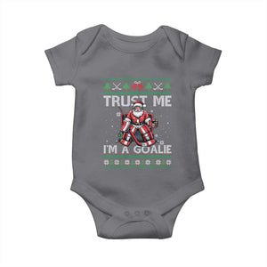 Trust Me Im A Goalie Baby Onesie Santa Hockey Goalie Ugly Sweater Gift TS12 Charcoal Print Your Wear
