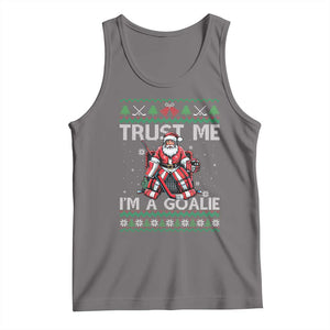 Trust Me Im A Goalie Tank Top Santa Hockey Goalie Ugly Sweater Gift TS12 Deep Heather Print Your Wear