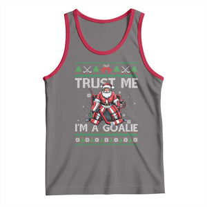 Trust Me Im A Goalie Tank Top Santa Hockey Goalie Ugly Sweater Gift TS12 Deep Heather Red Print Your Wear