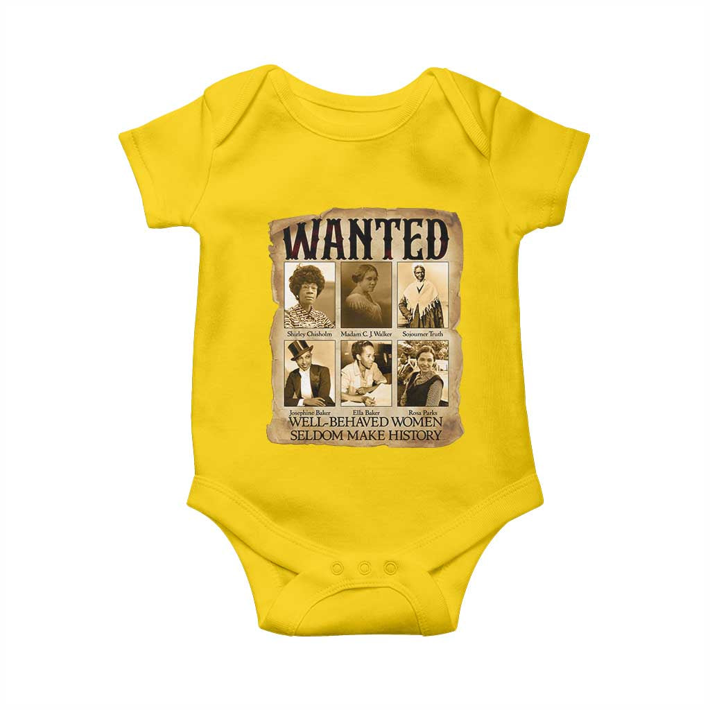 Well Behaved Women Seldom Make History Baby Onesie Vintage Feminist Poster TS12 Daisy Print Your Wear