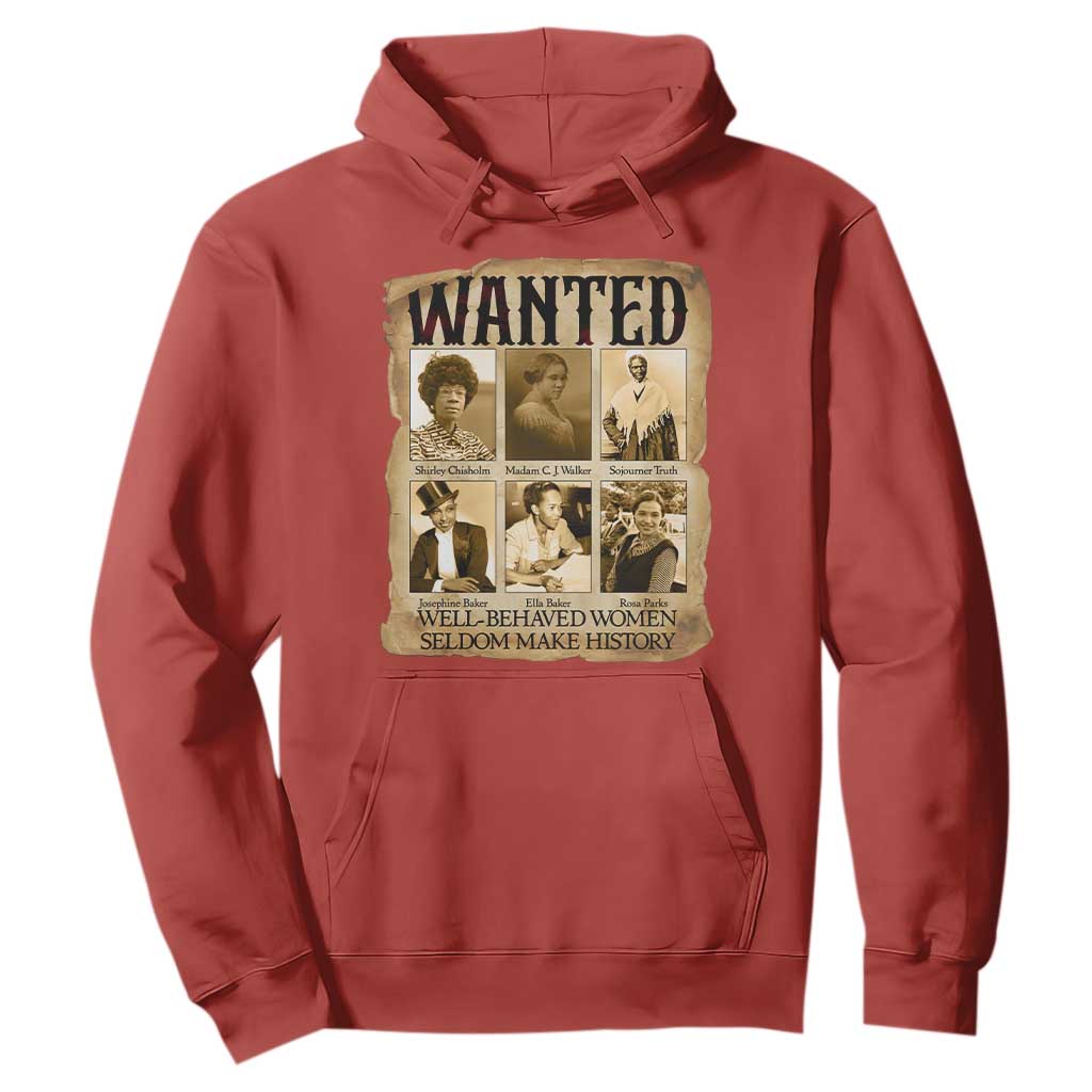 Well Behaved Women Seldom Make History Hoodie Vintage Feminist Poster TS12 Red Print Your Wear