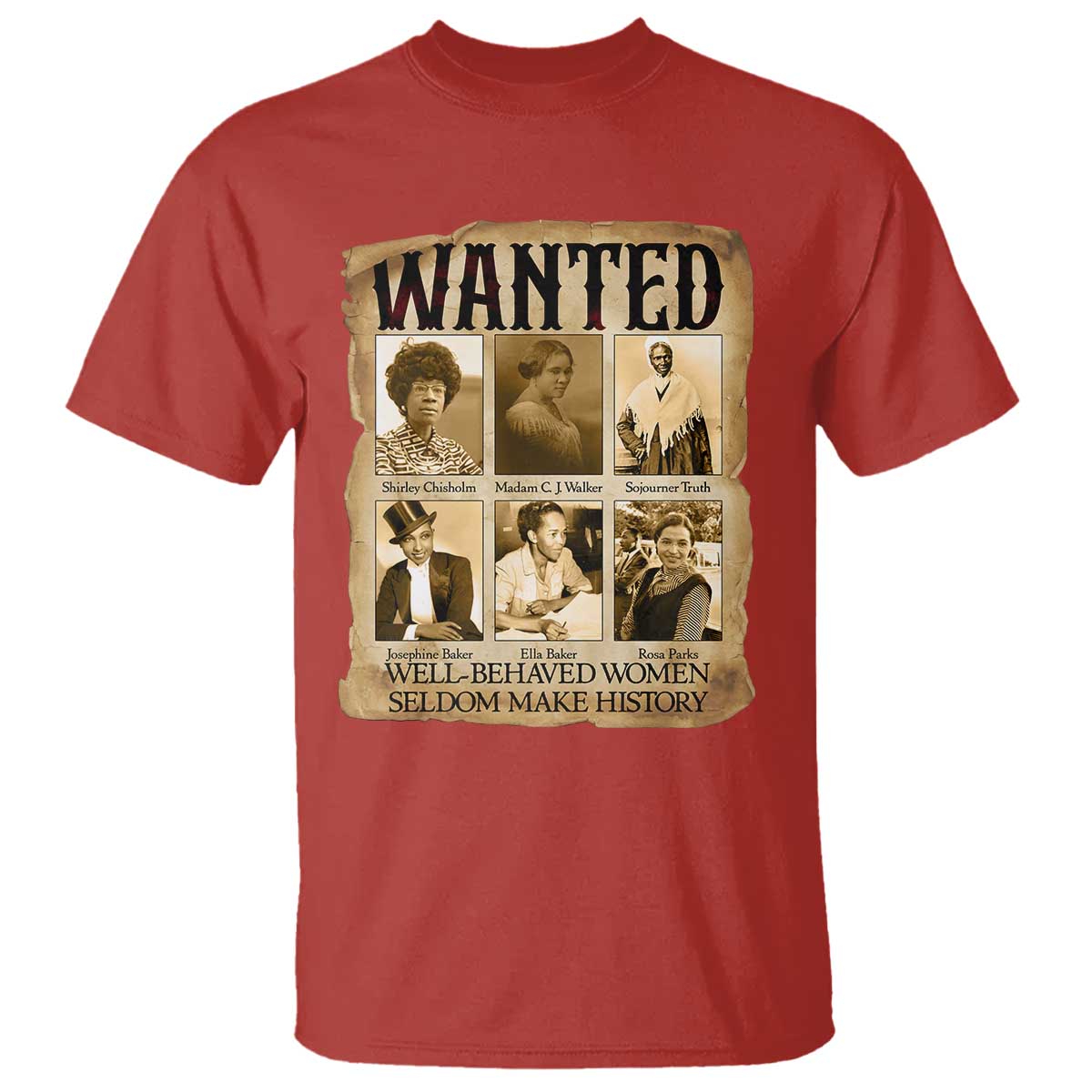 Well Behaved Women Seldom Make History T Shirt Vintage Feminist Poster TS12 Red Print Your Wear