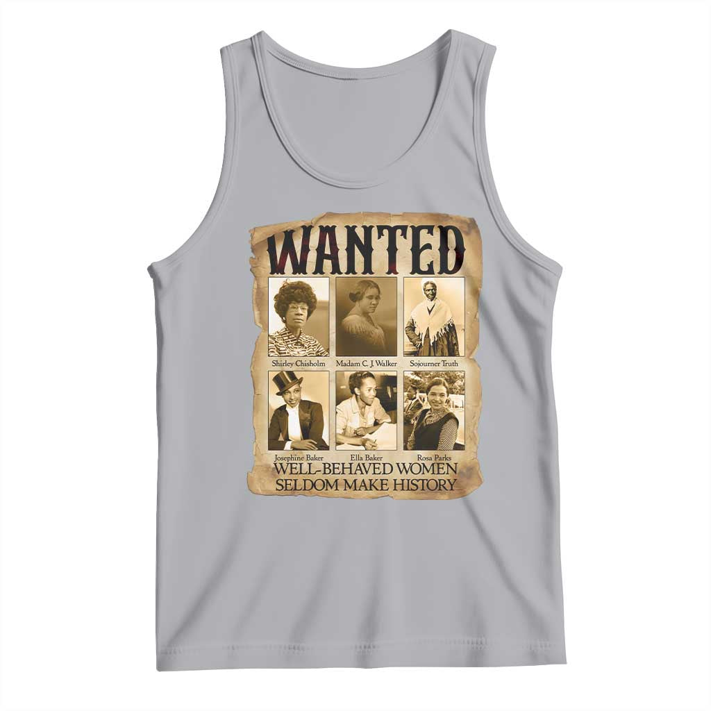 Well Behaved Women Seldom Make History Tank Top Vintage Feminist Poster TS12 Athletic Heather Print Your Wear
