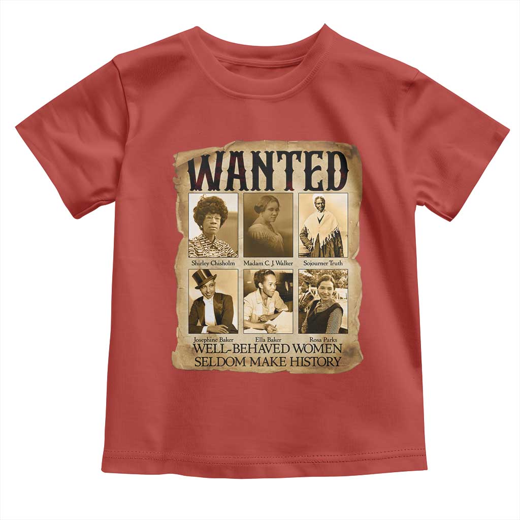 Well Behaved Women Seldom Make History Toddler T Shirt Vintage Feminist Poster TS12 Red Print Your Wear