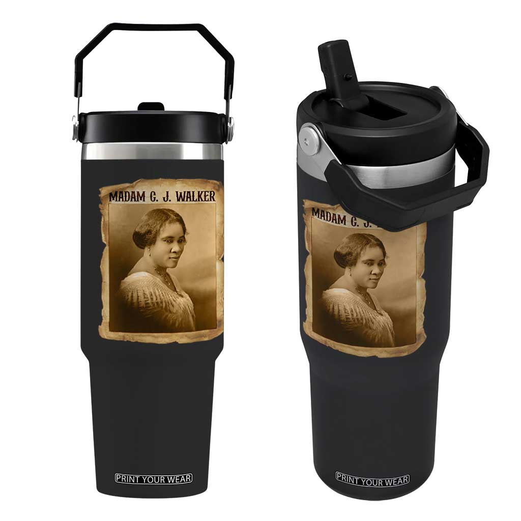 Madam CJ Walker Flip Straw Tumbler Female Empowerment History Gift TS12 One Size: 30 oz Black Print Your Wear