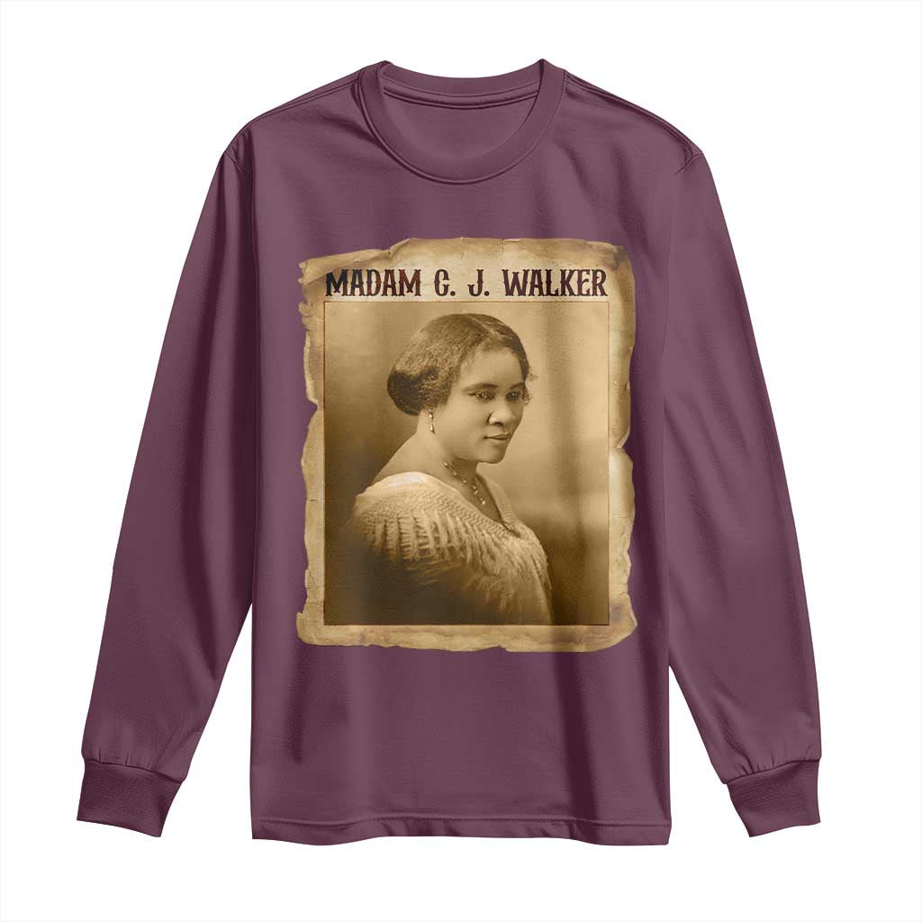Madam CJ Walker Long Sleeve Shirt Female Empowerment History Gift TS12 Maroon Print Your Wear