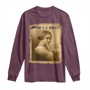 Madam CJ Walker Long Sleeve Shirt Female Empowerment History Gift TS12 Maroon Print Your Wear