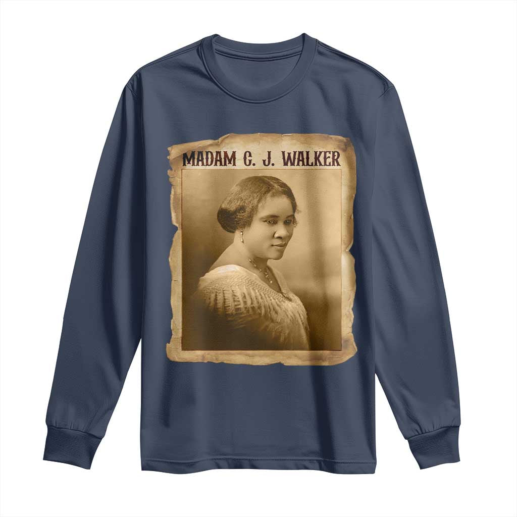 Madam CJ Walker Long Sleeve Shirt Female Empowerment History Gift TS12 Navy Print Your Wear