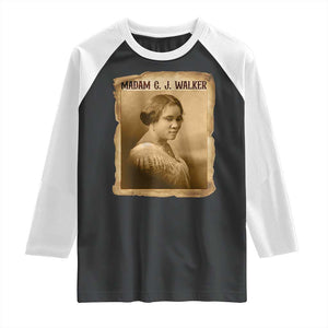Madam CJ Walker Raglan Shirt Female Empowerment History Gift TS12 Black White Print Your Wear