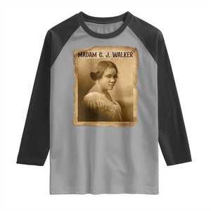 Madam CJ Walker Raglan Shirt Female Empowerment History Gift TS12 Sport Gray Black Print Your Wear