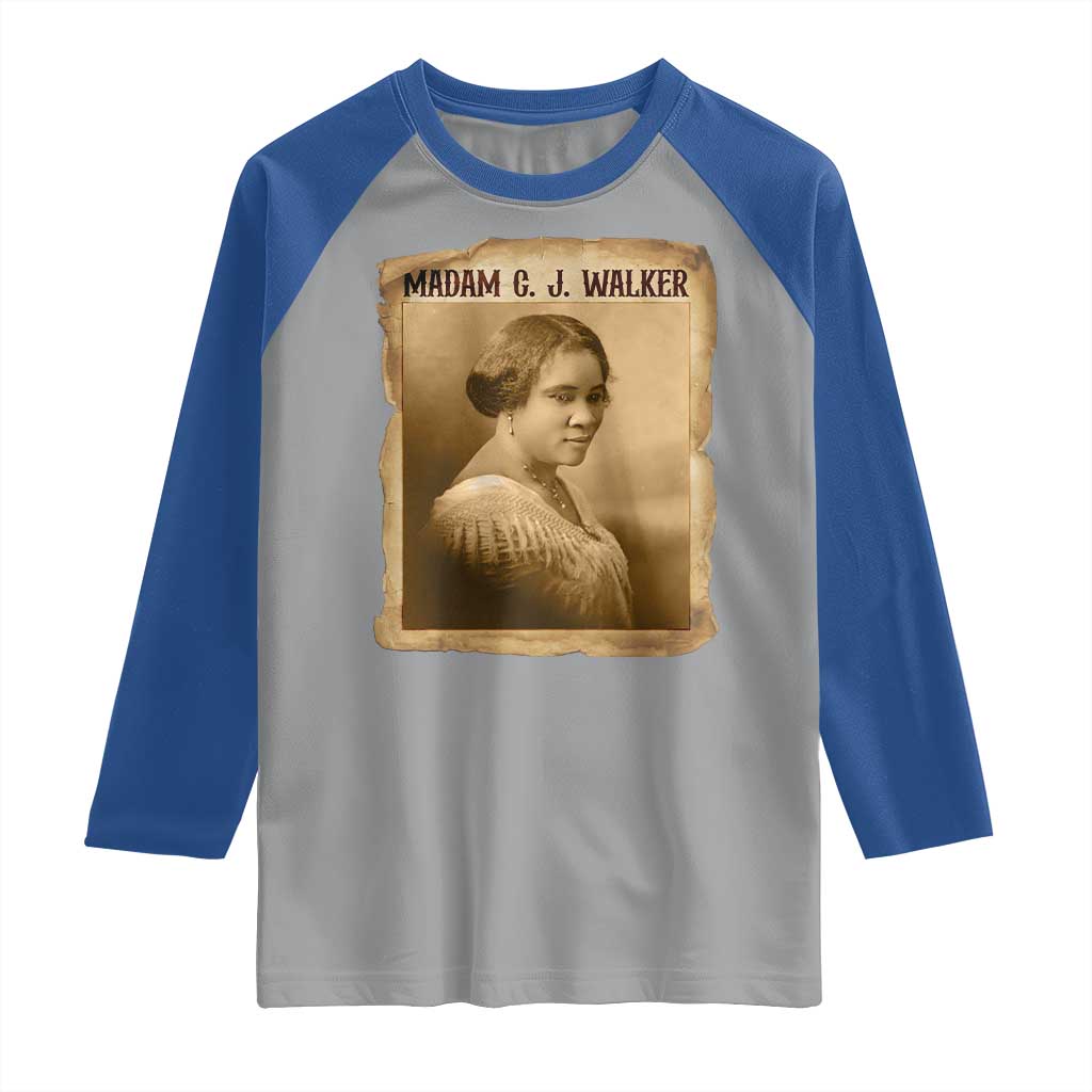 Madam CJ Walker Raglan Shirt Female Empowerment History Gift TS12 Sport Gray Royal Print Your Wear