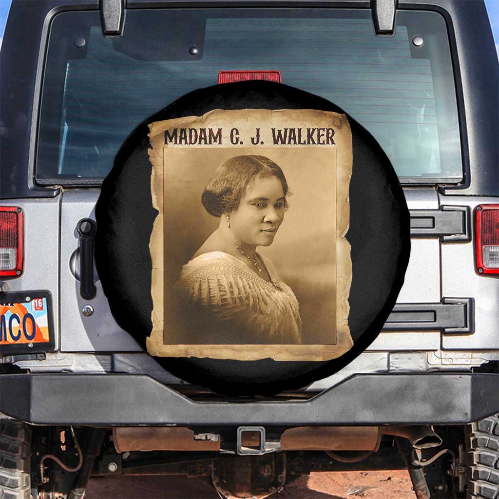 Madam CJ Walker Spare Tire Cover Female Empowerment History Gift TS12 No hole Black Print Your Wear