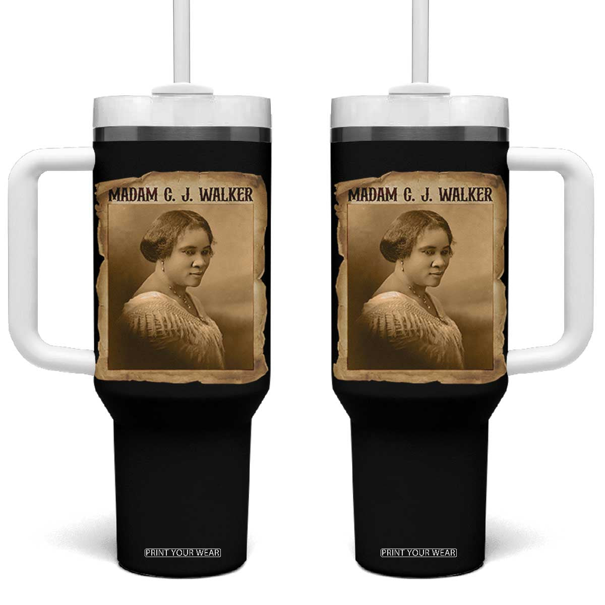 Madam CJ Walker Tumbler With Handle Female Empowerment History Gift TS12 One Size: 40 oz Black Print Your Wear