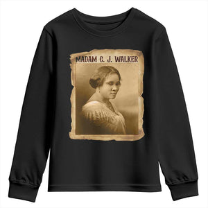 Madam CJ Walker Youth Sweatshirt Female Empowerment History Gift TS12 Black Print Your Wear