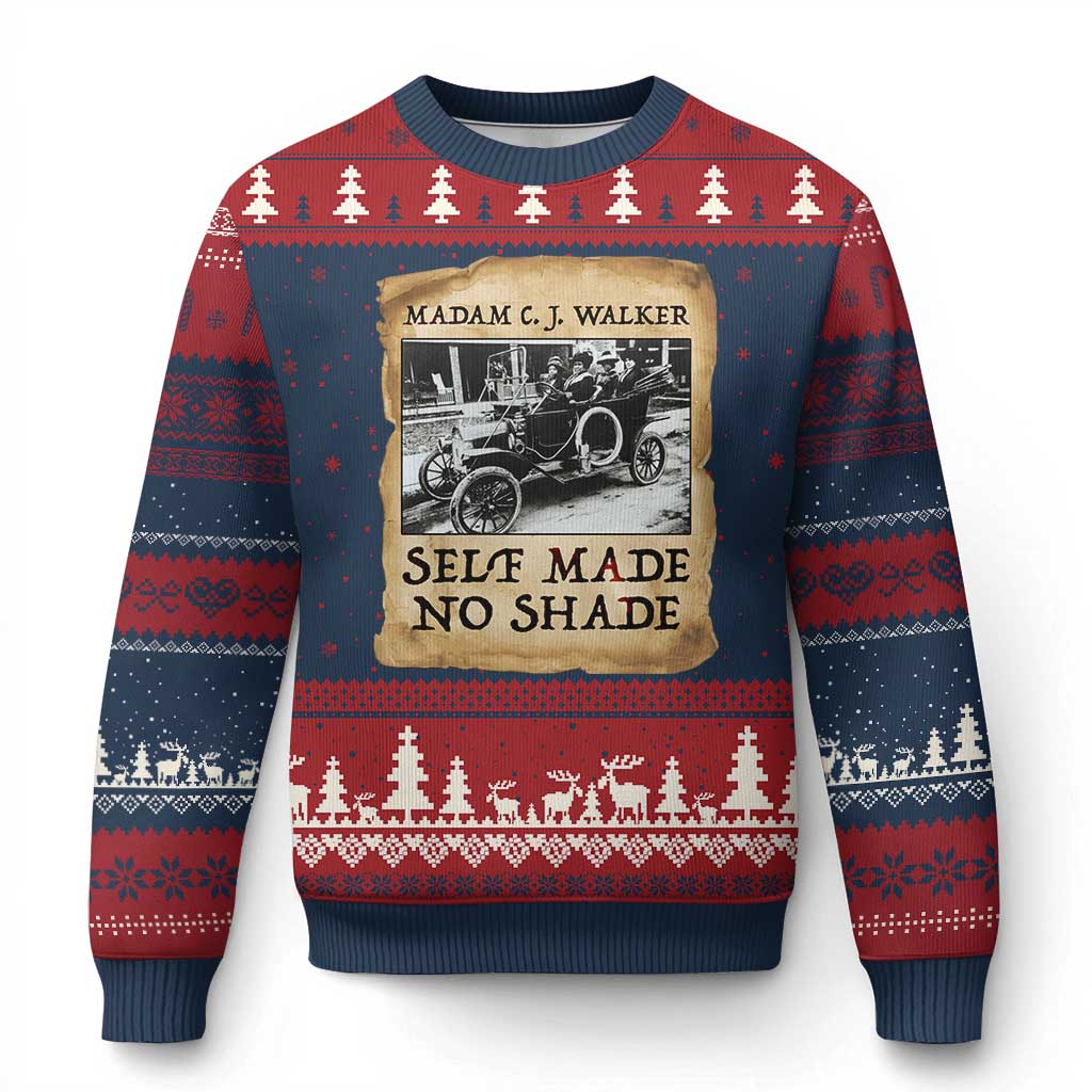 Madam CJ Walker Self Made Millionaire Ugly Christmas Sweater Strong Black Woman Leader TS12 Navy Red Print Your Wear