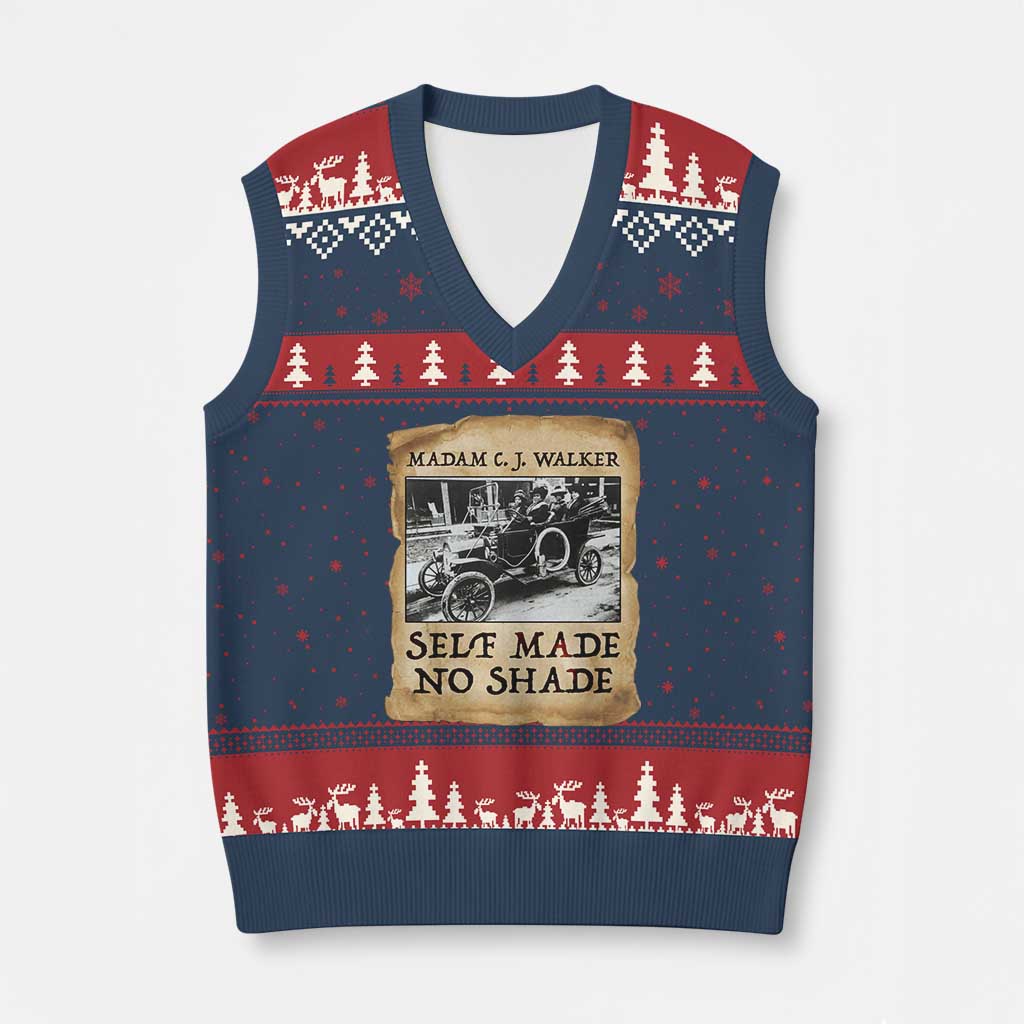 Madam CJ Walker Self Made Millionaire V-Neck Knit Sweater Vest Strong Black Woman Leader TS12 Navy Red Print Your Wear