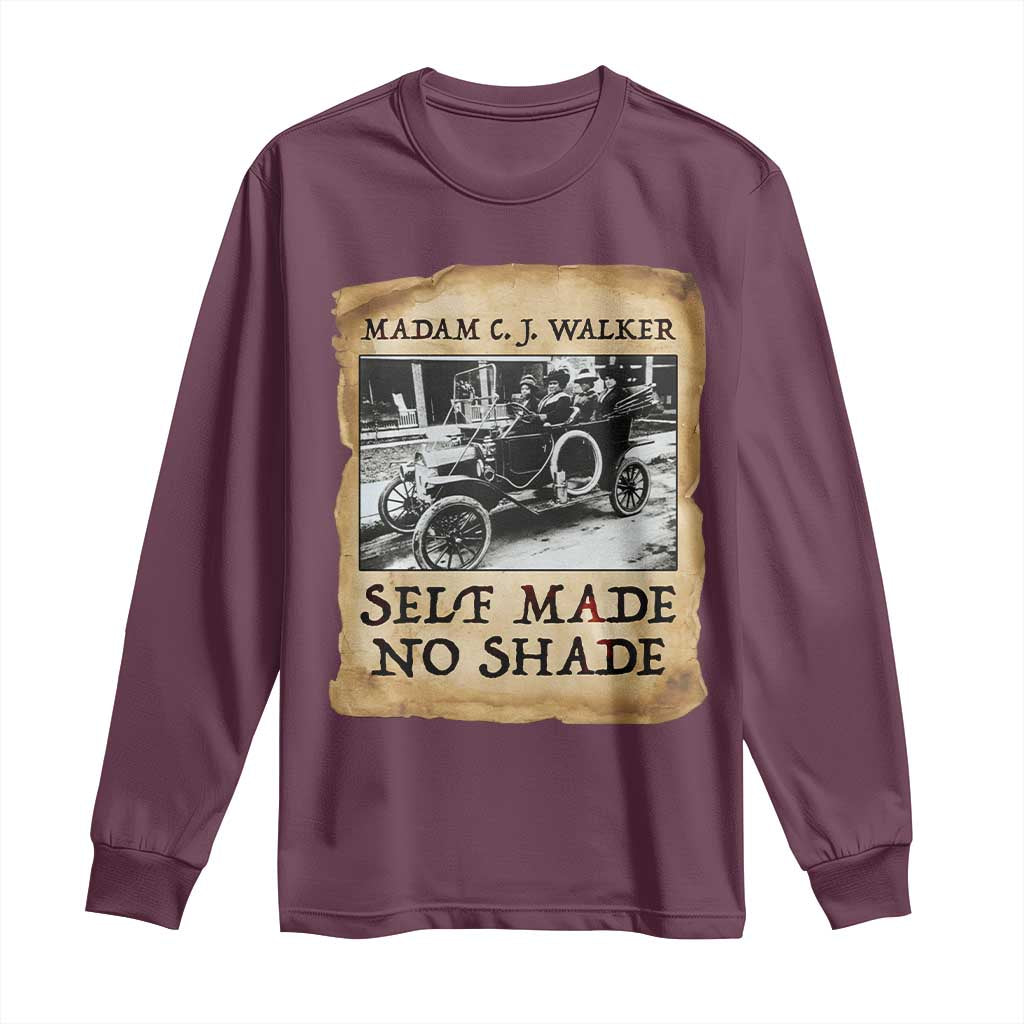 Madam CJ Walker Self Made Millionaire Long Sleeve Shirt Strong Black Woman Leader TS12 Maroon Print Your Wear