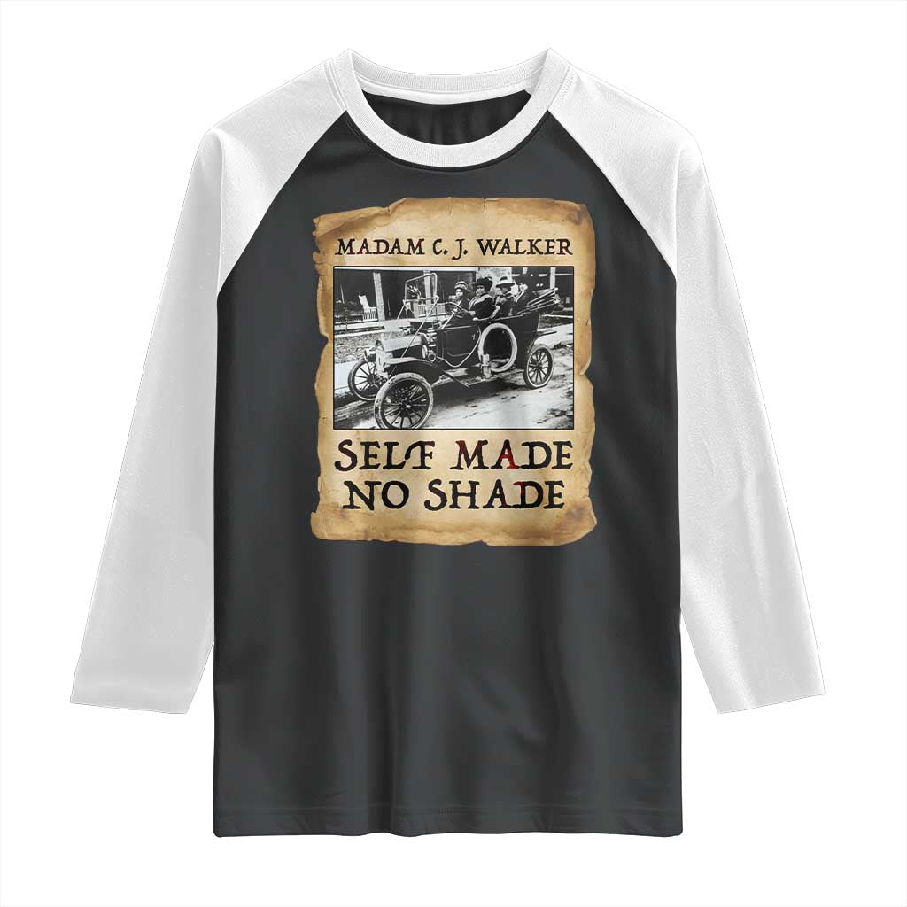 Madam CJ Walker Self Made Millionaire Raglan Shirt Strong Black Woman Leader TS12 Black White Print Your Wear