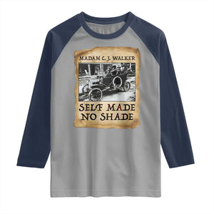 Madam CJ Walker Self Made Millionaire Raglan Shirt Strong Black Woman Leader TS12 Sport Gray Navy Print Your Wear