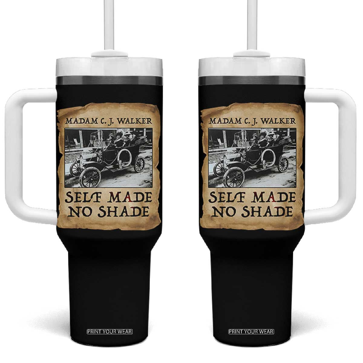 Madam CJ Walker Self Made Millionaire Tumbler With Handle Strong Black Woman Leader TS12 One Size: 40 oz Black Print Your Wear